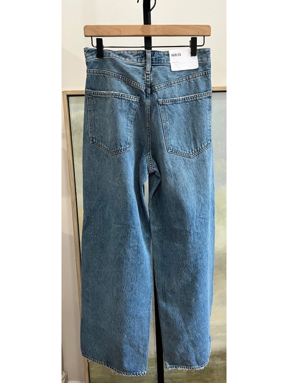 NWT Agolde Vana Criss Cross Fold Straight Leg Jeans Size 25 in Mantra Blue - Picture 6 of 7